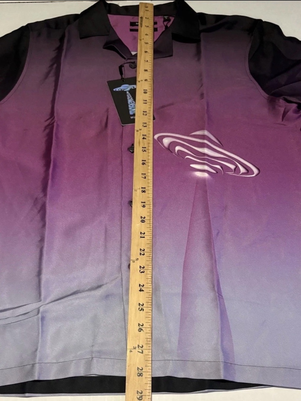 Men's Murano Slim Fit Ombre Large Interdimensional Shirt Purple Black UFO Camp - Picture 4 of 5